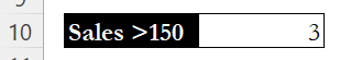 COUNTIF result showing 3