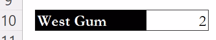 COUNTIFS result showing 2