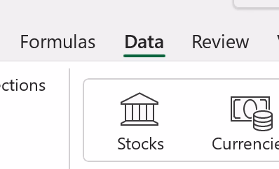 Data tab on the ribbon