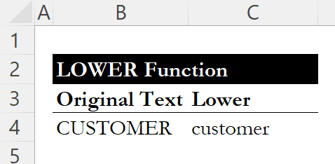 LOWER result showing customer