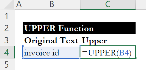UPPER formula applied to invoice id