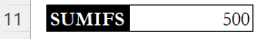 SUMIFS result showing 500